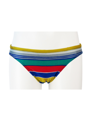 Swim Briefs with Yellow, Blue, Red, Green & Grey Striped Pattern - M