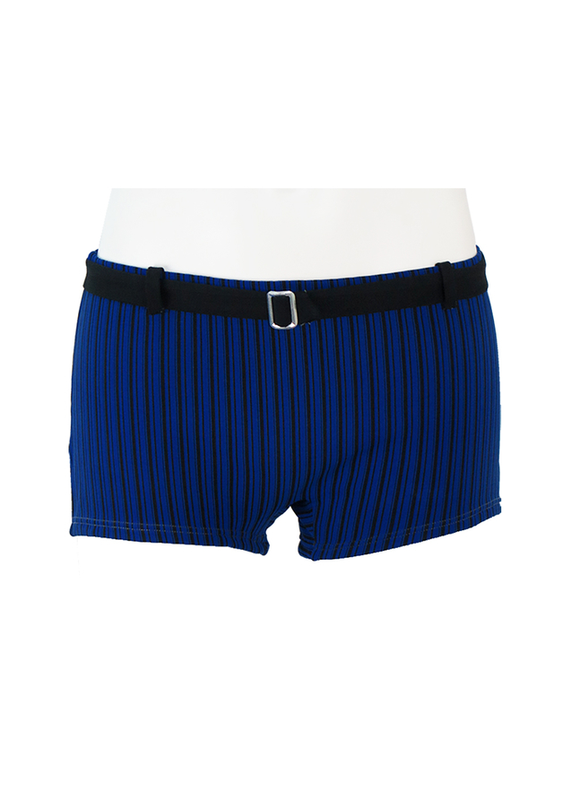 Vintage 60's Blue & Black Striped Swim Trunks with Black Belt S/M Reign Vintage
