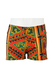 Fitted Swim Shorts with Red, Blue, Green & Yellow Tribal Pattern - M