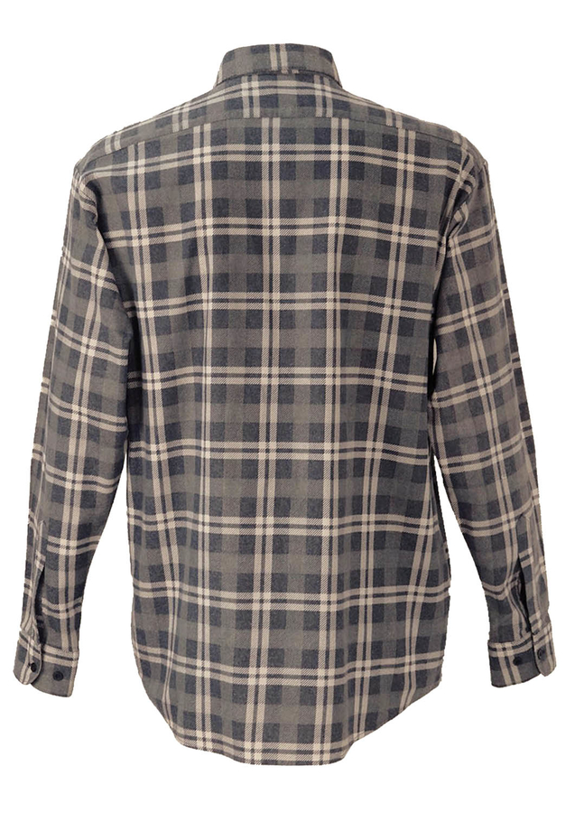 Blue, Grey and White Checked Flannel Shirt - L/XL | Reign Vintage