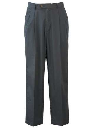 Dark Grey Pleat Front Tailored Trousers - 33"