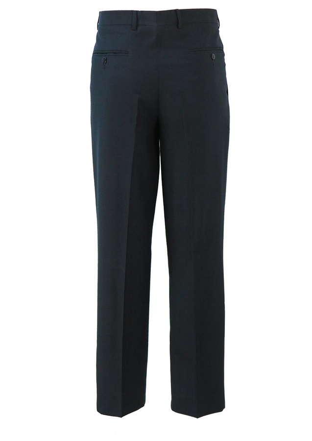 Navy Blue Woolen Pleated Trousers main image 1
