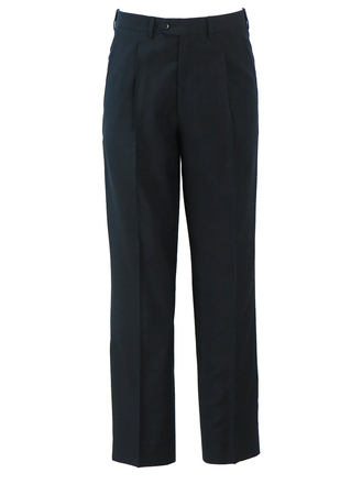 Navy Blue, Pleat Front Tailored Trousers - 30"