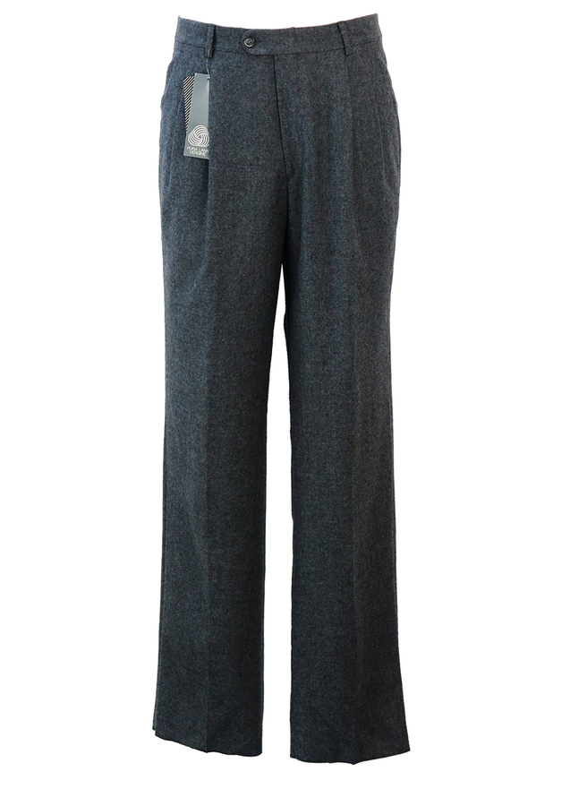 Grey Pure New Wool, Pleat Front Tailored Trousers New 32" Reign
