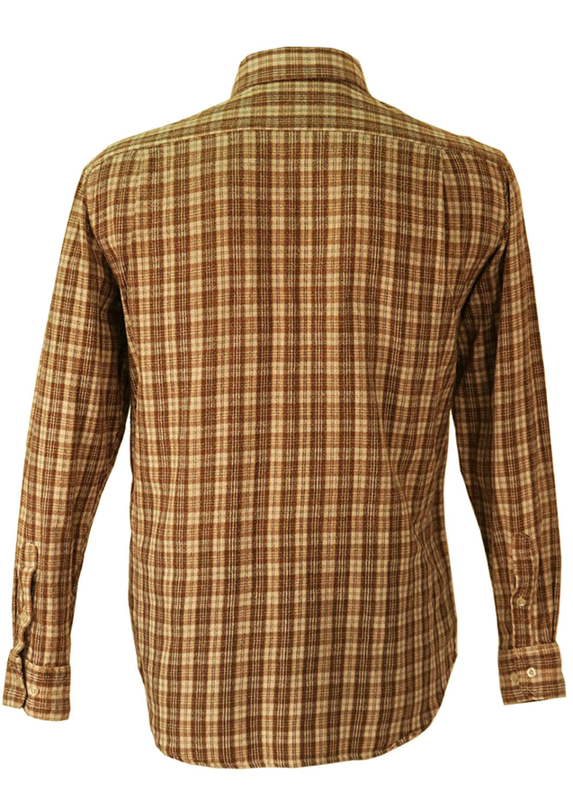 Beige, Brown and Cream Check Flannel Shirt - M/L | Reign Vintage