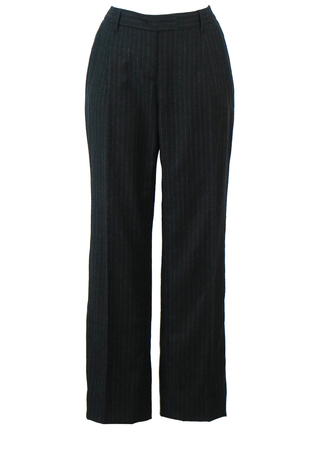 Alberto Biani Charcoal Grey Chalk Stripe Trousers with Loro Piana Wool & Cashmere Fabric - M