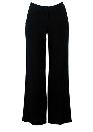 Black Wide Leg Red Valentino Trousers with Bow Detail - M