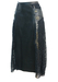 Black Leather and Lace Midi Skirt with Military Badge Detail - S/M
