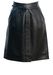 Black Leather Above the Knee Skirt with Cross Over Belt Detail - M