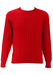 Fila Red Knit Jumper with Striped Knit Pattern & Sleeve Badge - S/M