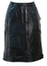 Black Leather Knee Length Pencil Skirt with Applique Patchwork Detail - S/M