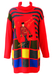 Vintage 90's Red, Blue & Yellow Roll Neck Jumper / Mini Dress with Fashionista Imagery - M/L