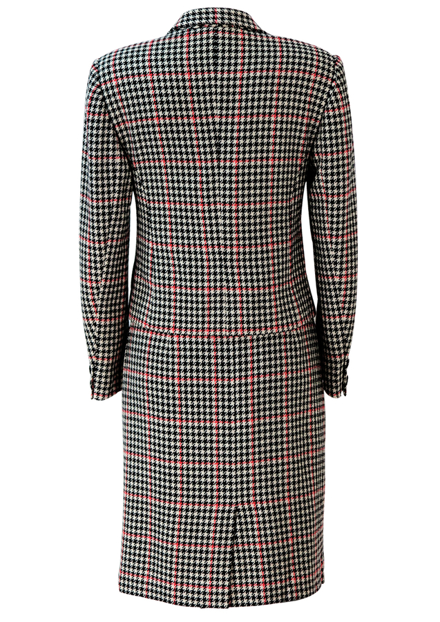 Black, White & Red Dogtooth Check Skirt & Jacket Two Piece Suit - S ...