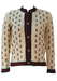 Tyrolean Cream Wool Cardigan with Red & Green Floral Pattern & Crochet Trim - S