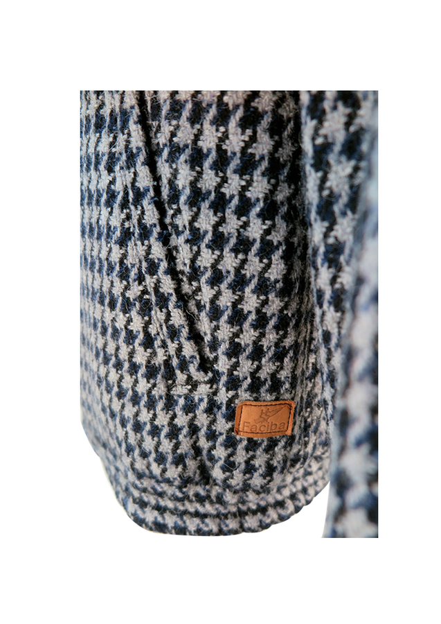 Reversible Blue & Grey Dogtooth Check Bomber Jacket with Navy Blue