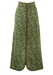 Vintage 1970's Maxi Skirt with Green & Pink Abstract Floral & Paisley Pattern - XS