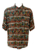 Vintage 90's Oversized Short Sleeved Shirt with Teal, Green, Ochre & Red Abstract Pattern - L or XL/XXL