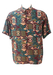 Vintage 90's Short Sleeved Shirt with Burgundy, Green & Teal Geometric Aztec Pattern - L/XL