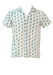 White Short Sleeved Shirt with Blue Sailing Boat Motif Pattern - S