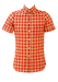 Vintage 70's Red Short Sleeved Shirt with White Check Pattern - S/M