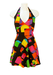 Vintage 70's Halterneck, Backless Mini Dress with Multicoloured 3D Cubes Pattern - S