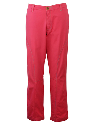 Brooksfield Salmon Pink Trousers with Blue & Cream Stitch Detail - 35"