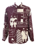 Vintage 90's Oversize Burgundy & Cream Shirt with Male Silhouettes & Abstract Imagery - XL/XXL