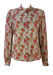 Sage Green Blouse with Pink, Green & Brown Rose Floral Pattern - L