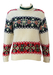 Cream Roll Neck Wool Jumper with Red, Green & Navy Nordic Style Pattern - S/M