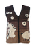 Brown Shetland Wool Casual Fit Sleeveless Cardigan with Hand Embroidered Sheep Pattern - S