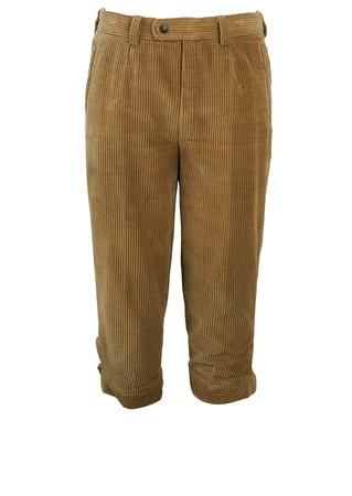 3/4 Length Corduroy Camel Coloured Hiking Trousers - W35"