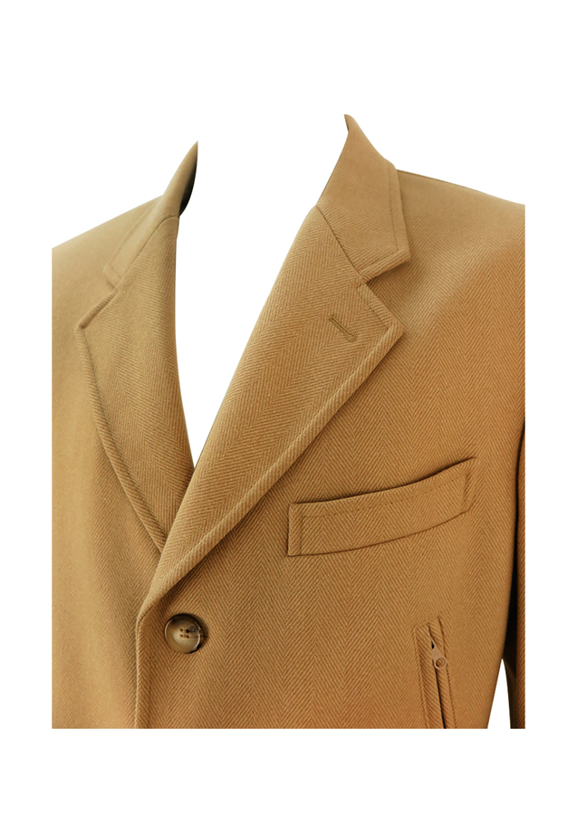 Fay Camel Coloured Herringbone Tweed Crombie Style Coat - M/L | Reign