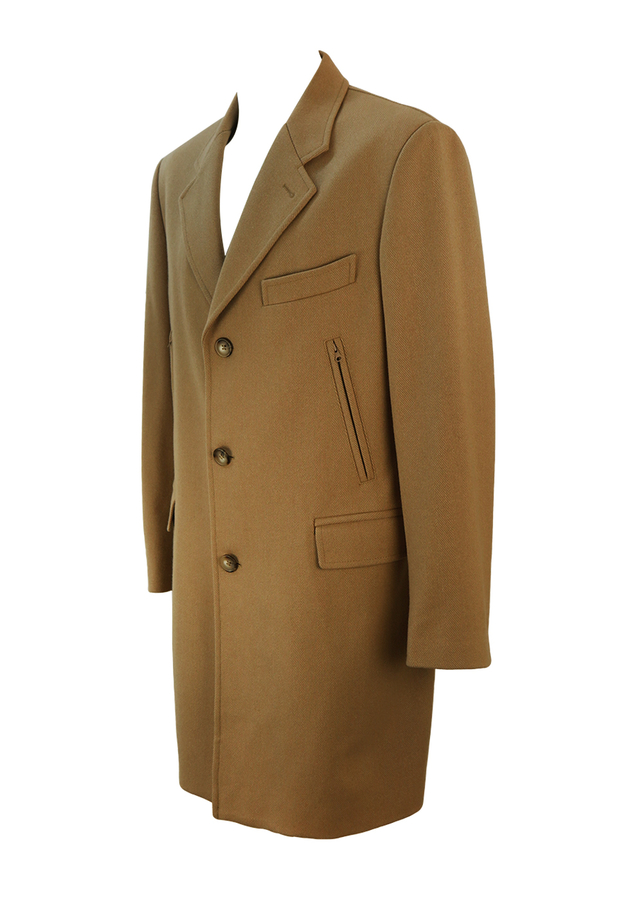 Fay Camel Coloured Herringbone Tweed Crombie Style Coat - M/L | Reign ...