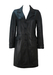Black Leather Coat with Flap Pockets - S/M
