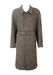 Brown, Grey & Cream Vintage Herringbone Tweed Belted Coat - L