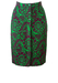 Vintage 60's Green & Purple Flock Patterned Knee Length Pencil Skirt - XS/S