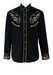 Stars & Stripes Black Western Shirt with Gold Floral Embroidery - M/L