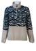 Fila 1/4 Zip Beige & Cream Fleece Top with Navy & Teal Blue Pattern - M