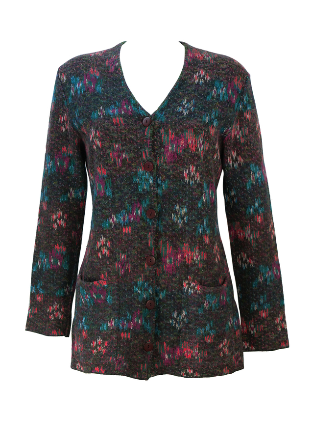 Missoni Sport Cardigan with Pink, Blue, Green & Brown Floral Abstract