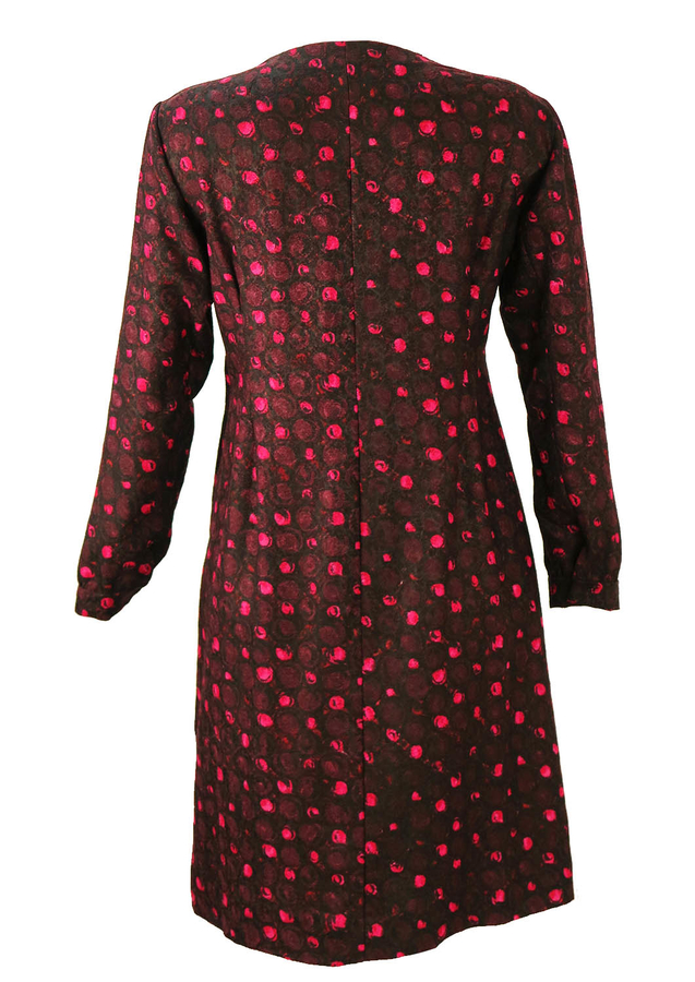 Vintage 1960's Tunic Dress with a Pink, Black & Aubergine Pattern - L ...