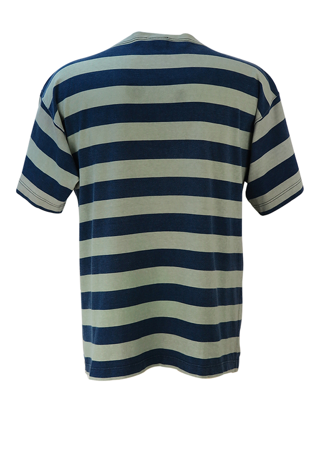 Trussardi Sport Blue & Grey Striped T-Shirt with Slash Neck – L | Reign ...