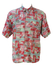 Vintage 90's Short Sleeved Shirt with Pink, Grey and Green Painterly Abstract Pattern - L/XL