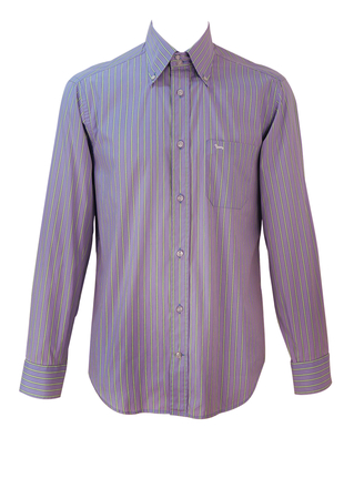 Harmont & Blaine Lilac and Lime Green Striped Shirt - L