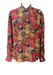 Vintage 90's Long Sleeved Silk Shirt with Red, Yellow, Brown & Grey Abstract Pattern - L/XL