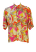 Vintage 90's Oversize Short Sleeved Shirt with Orange, Pink, Yellow & Taupe Abstract Pattern - L/XL