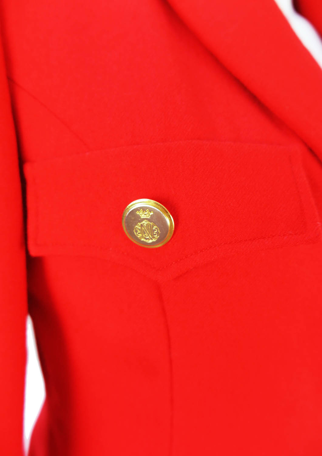 Military Style Fitted Red Jacket with Gold Buttons M Reign Vintage