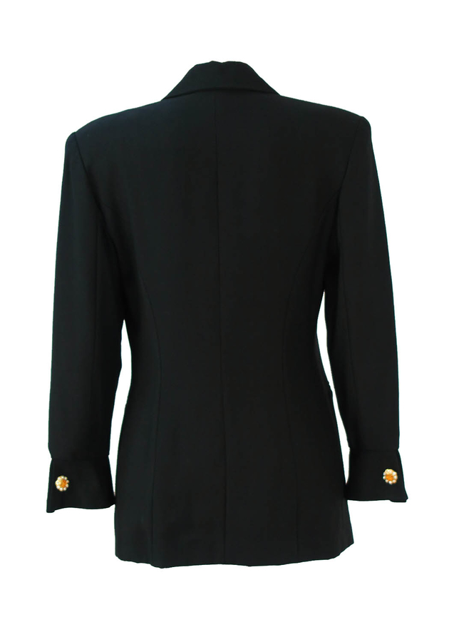 Vintage 90's Black Fitted Evening Jacket with Gold & Diamante Buttons ...