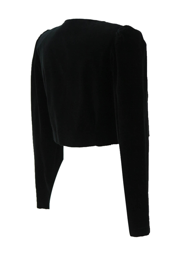 Vintage 80's Black Velvet Bolero Jacket with Multicolour Bead Trim - M ...