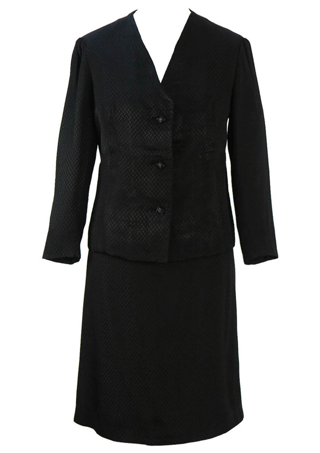 Vintage 1950's Black Textured Two Piece Suit - L | Reign Vintage