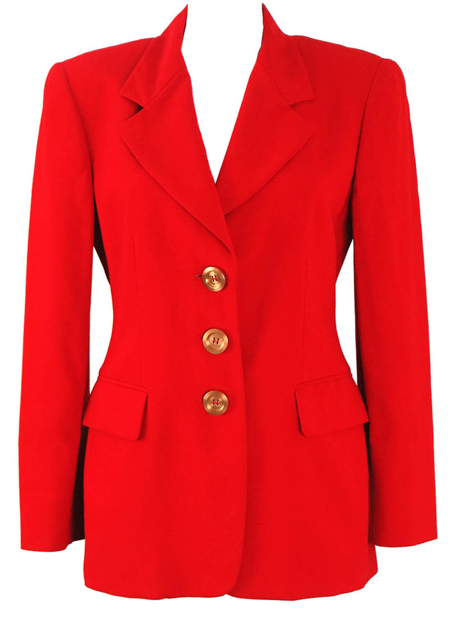 Ferre 'Studio 0001' Red Jacket with Gold Buttons S/M Reign Vintage
